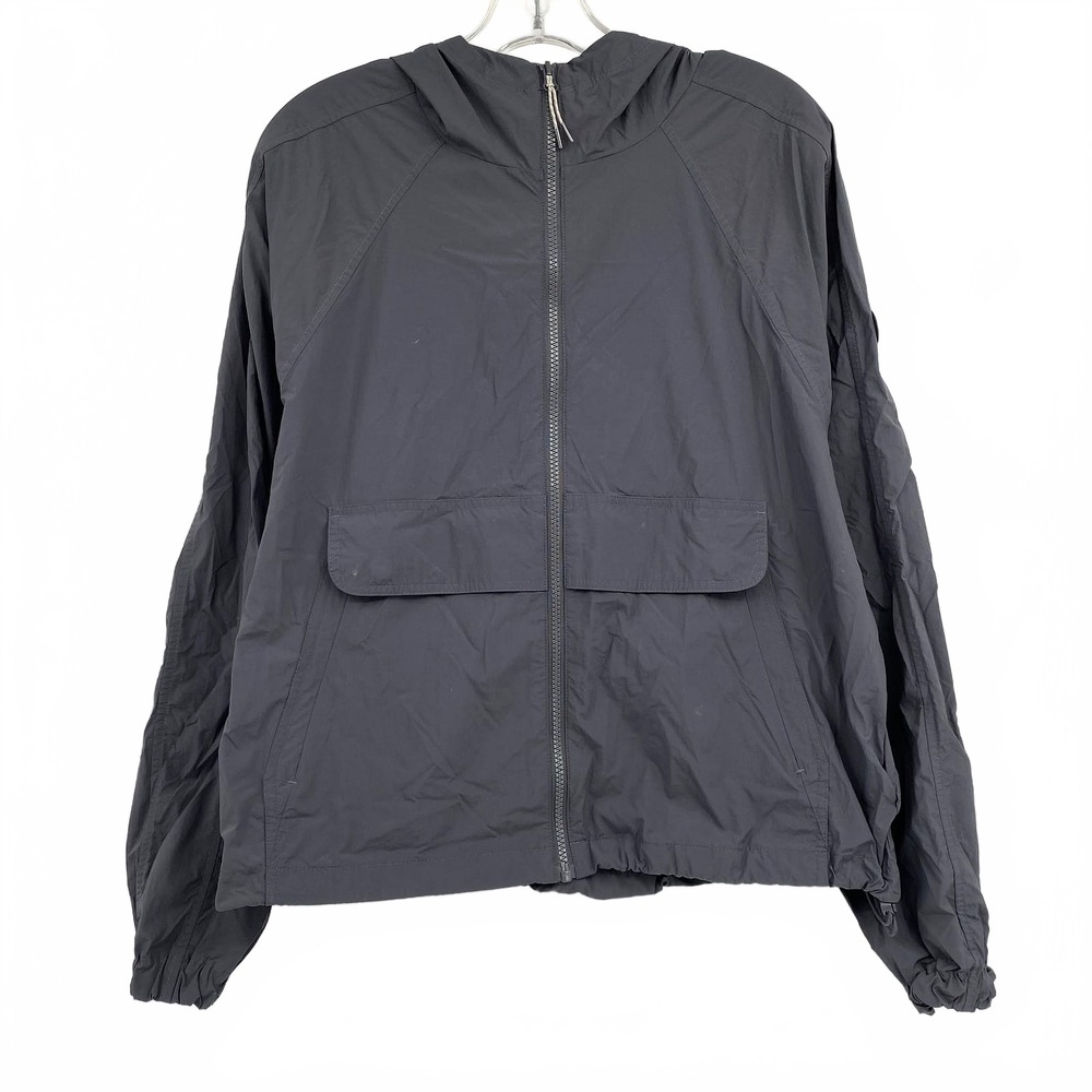 Vuori Gray Zip-Up Hooded Jacket | Women’s M Polyamide Utility Coat